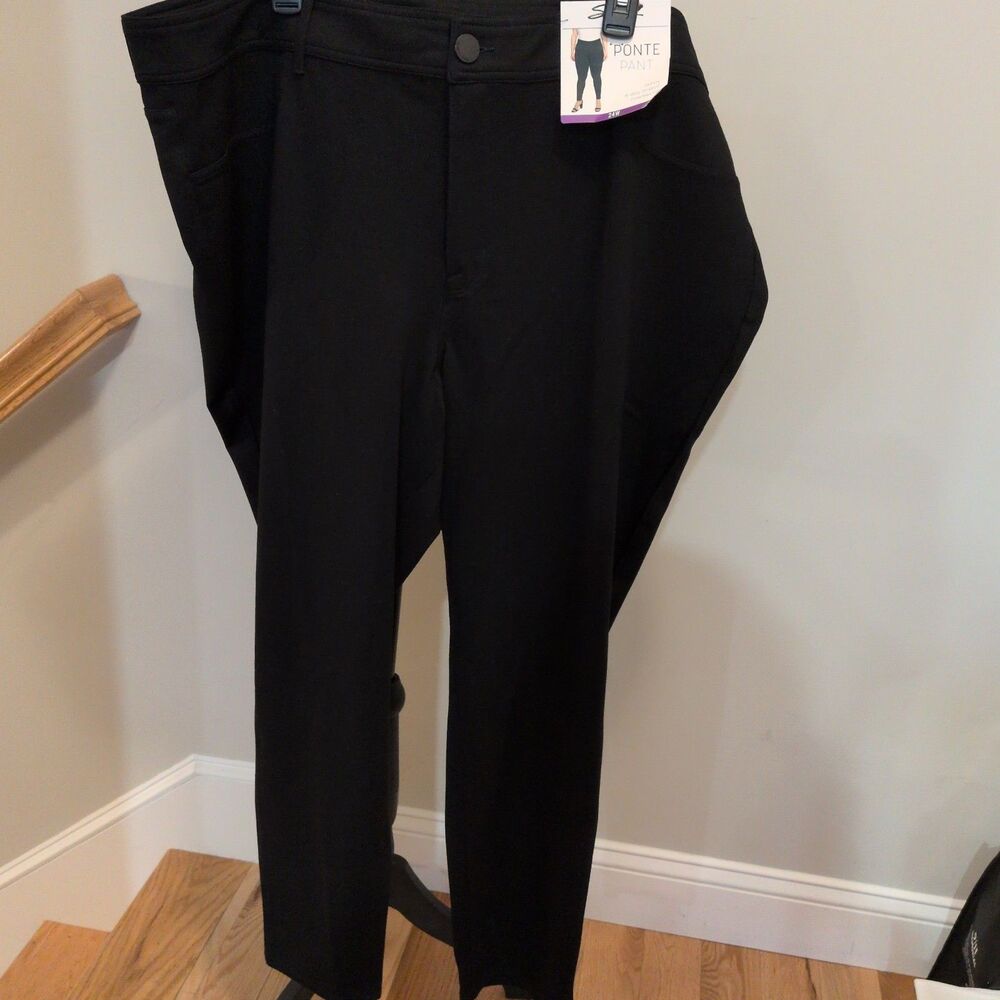 Seven7 Black Tailored Ponte Pants Plus Size 24W Stretch Comfort Work Trouser